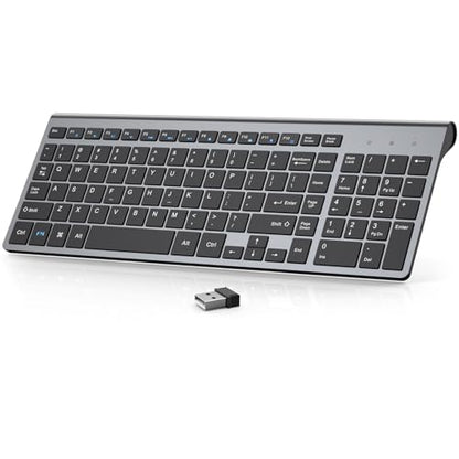 JOYACCESS Wireless Keyboard, 2.4G Slim and Compact Wireless Keyboard with Numeric Pad for Laptop, MacBook Air, Apple, Computer, PC(Black and Grey) - color: black grey