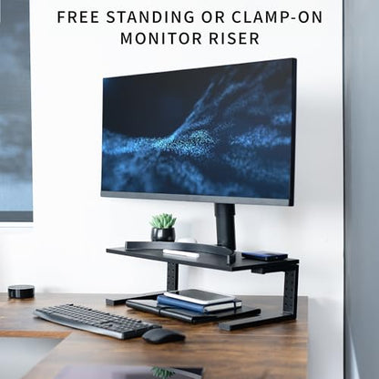 VIVO Clamp-on 22 inch Desk Extension Shelf for Gaming PC, Ergonomic Computer Monitor and Laptop Riser, Printer Stand, Versatile with Freestanding Feet Included, Desktop Organizer, DESK-SHELF22B - size: 22"