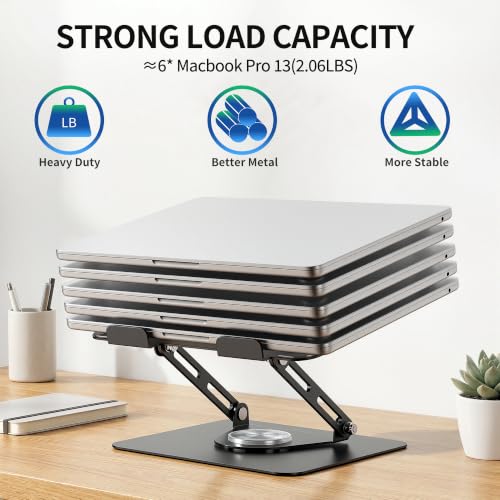 ALASHI Laptop Stand for Desk with 360 Rotating Base, Multi-Angle Adjustable Laptop Stands, Foldable Laptop Riser Compatible with 10 to 17 Inches PC Computer, Black - color: F-Black