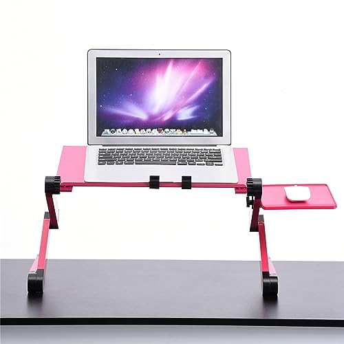 Laptop Stand with Fan, Laptop Stand with W Cooling Fan Mouse BOAD 360° Adjustable Foldable Laptop Desk Table Stand Holder Laptop Cooling Stand for Home, Office, Bed Sofa, Couch - color: Rose Red