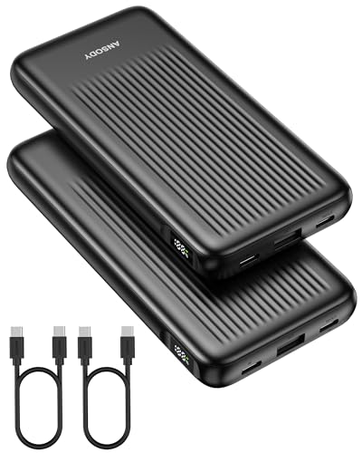 2-Pack Portable Charger, 10000mAh 22.5W Slim USB C Power Bank Fast Charging with 2 Outputs & 2 Inputs, Digital Display Battery Pack Compatible with iPhone Samsung iPad Tablets, Black & Black - color: Black & Black