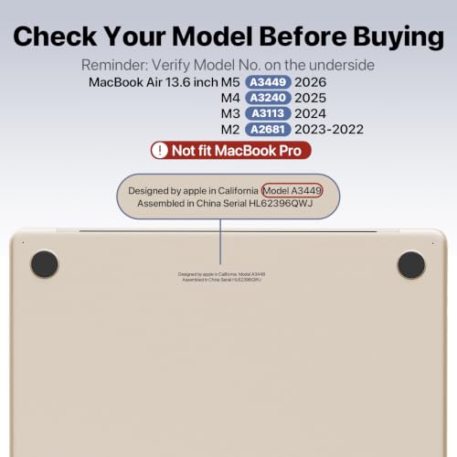 Macaset for MacBook Air 13 inch Case | M5 M4 M3 M2 | 2026–2022 | Precision Fit | Original-Color Match | Durable Hard Shell | Micro-Clip Closure | Scratch & Fingerprint Resistant - color: Frosted Starlight
