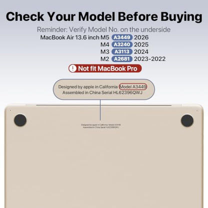 Macaset for MacBook Air 13 inch Case | M5 M4 M3 M2 | 2026–2022 | Precision Fit | Original-Color Match | Durable Hard Shell | Micro-Clip Closure | Scratch & Fingerprint Resistant - color: Frosted Starlight