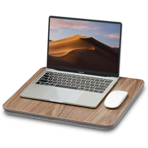 ZEAPTAC Portable Lap Laptop Desk with Pillow Cushion, Fits up to 15.6 inch Laptop, Lap Stand for Bed & Couch & Carpet, Book Tablet/Drawing Board/Computer Laptop Stand - Dark Brown Wood - color: Dark Brown Wood