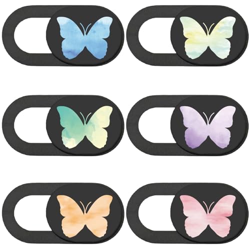 6Pcs Laptop Camera Cover Slide Butterfly 0.04 Inch Ultra Thin Webcam Privacy Cover Security Guard Slide Phone Webcam Protectors for Mini PC Laptop Desktop Computers Notebook Office Use - color: Butterfly