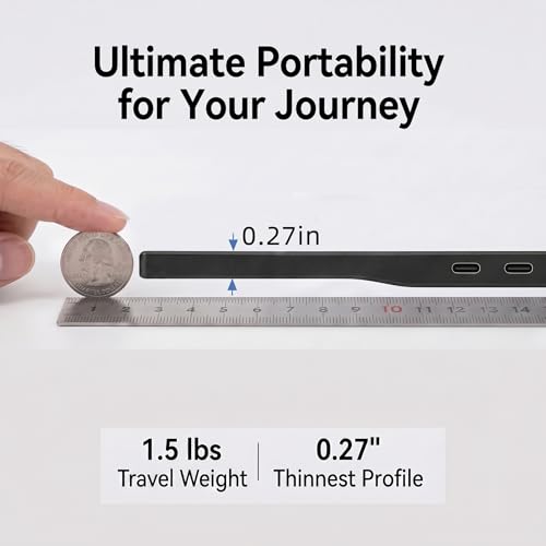 Portable Monitor 14 Inch 1920x1200 16:10 IPS Laptop Screen Extender, HDR FreeSync USB-C HDMI Travel Monitor with Built-in Stand & Dual Speakers for Mac Laptop PC - size: 14inch 1200p