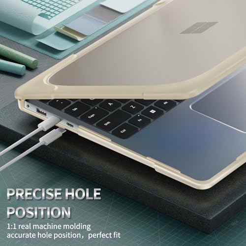 Batianda Durable Stand Case for Microsoft Surface Laptop 13.8 Inch, Khaki | Ergonomic Foldable Stand, Heavy Duty Matte Hard Shell, Fits 2024-2026 Surface Laptop 7/8th Edition for Business 13.8 Inch - color: Khaki