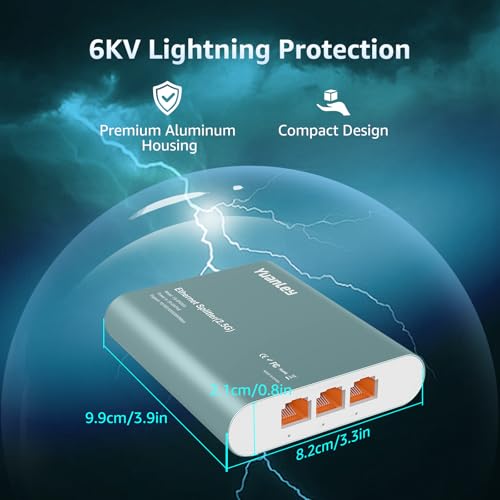 1 to 3 Port 2.5G Ethernet Splitter Switch with PoE Input, 4 Port 2.5G High Speed Splitter with Aluminum Case, VLAN Isolation, USB-C/PoE Powered Network Port Expander for Router, PC, IP Camera