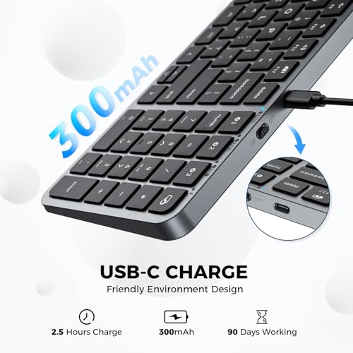 iClever Bluetooth Keyboard with Numeric Keypad - Multi-Device Support, Stable Connection, Compact Design, Enhanced Typing Experience, Perfect for MacBook, iPad, and Windows Laptops