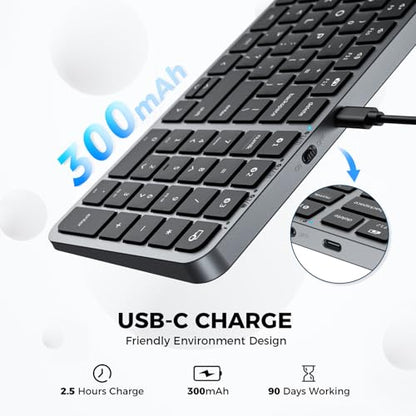 iClever Bluetooth Keyboard with Numeric Keypad - Multi-Device Support, Stable Connection, Compact Design, Enhanced Typing Experience, Perfect for MacBook, iPad, and Windows Laptops