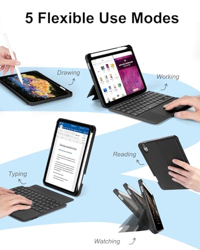 EAMPANG Case with Trackpad Keyboard for iPad mini 7th(A17 Pro, 2024)/6th Generation 8.3 inch,7-Color Backlit Wireless Keyboard Magnetic Detachable Multi-Angle Stand Cover for iPad mini 6 7 Black - color: Black