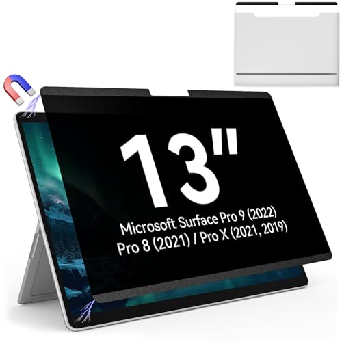 Magnetic Privacy Screen Protector for Surface Pro 11/10/9/8/X -13 Inch Anti Glare Filter, Anti Blue Light Film, Removable Shield Microsoft Surface Pro 9 Accessories, Matte Bubble Free Guard - size: 13 Inch Magnetic Privacy Screen