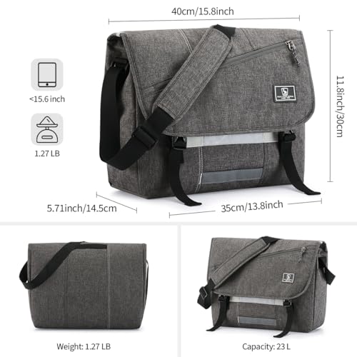 OIWAS Messenger Bag for Men, 15.6 Inch Laptop Crossbody Bags Women Casual Satchel Shoulder Bag College Travel Office Briefcase - color: Grey, size: 15.6 Inch