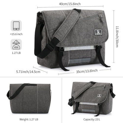 OIWAS Messenger Bag for Men, 15.6 Inch Laptop Crossbody Bags Women Casual Satchel Shoulder Bag College Travel Office Briefcase - color: Grey, size: 15.6 Inch