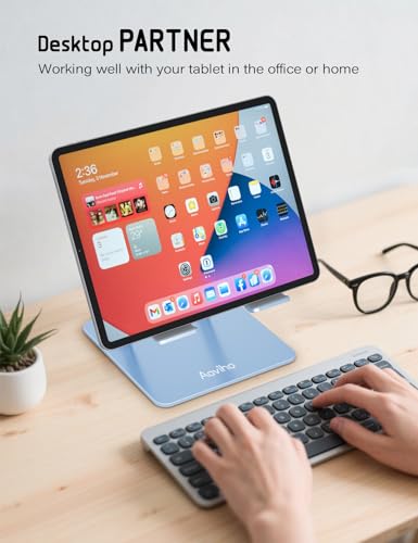 Aoviho Tablet Stand for Desk,Adjustable Tablet Holder,Sky Blue | Stable Aluminum Design, Fits iPad Pro/Air/Mini & Samsung Tablets, Adjustable Viewing, Ideal for Office & Home - color: Sky Blue