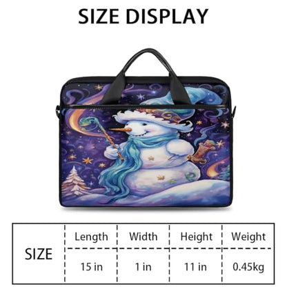 Laptop Shoulder Bag for Women Men, Waterproof Computer Case Messenger Bag Briefcase for Business Office Travel - color: Purple Magic Snowman