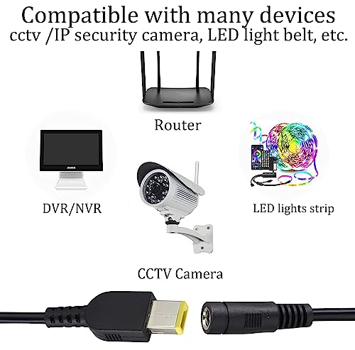 DC 5.5mmx2.1mm to Square Interface Plug Converter DC5.5mm x2.1mm to Square tip Power Converter Cable Laptop Power Adapter Compatible for Le-no-vo Think-Pad I-B-M [2pack-5521] - color: DC5521F