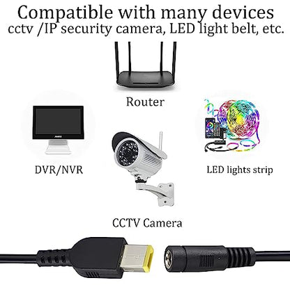 DC 5.5mmx2.1mm to Square Interface Plug Converter DC5.5mm x2.1mm to Square tip Power Converter Cable Laptop Power Adapter Compatible for Le-no-vo Think-Pad I-B-M [2pack-5521] - color: DC5521F
