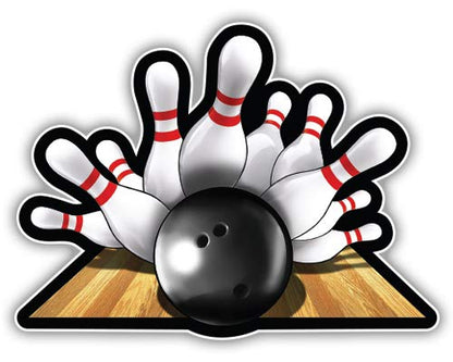 Bowling Pins - 3" Vinyl Sticker - for Car Laptop I-Pad Phone Helmet Hard Hat - Waterproof Decal - size: 3"