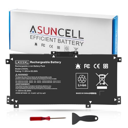 ASUNCELL 55.8Wh LK03XL Battery L09281-855 916814-855 for HP Envy X360 15m-cn0xxx 15m-cp0xxx 15m-bp0xx 15m-bp1xx 15-bq2xx 15-cp0xxx 15-cn0xxx 15-cr0xxx 17-ae1xx 15T-CN 15M-cn0011dx 15m-cn0012dx, 11.55V - color: LK03XL