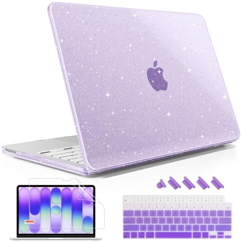 May Chen Compatible with MacBook Neo 13 inch Case 2026 Model A3404, Plastic Hard Shell,Keyboard Cover,Screen Protector,Dust Plug, for MacBook Neo 13" with A18 Pro Chip, Glitter Purple - color: Glitter Purple