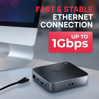 Brydge Stone CORE Powered Charging Docking Station – 10 Ports, 100W PD, Dual Monitor Docking Station, 4K60Hz, 8K HDMI, SD 4.0, USB-A & USB-C, Ethernet – Windows & MacOS Compatible Laptop