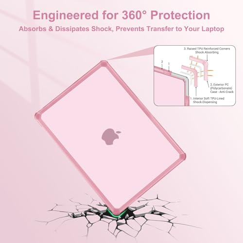 MOSISO Compatible with MacBook Air 13 inch Case M5 2026 M4 M3 M2 2025-2022 | A3449 A3240 A3113 A2681, 3 in 1 Kit Crack-Resistant Heavy Duty Protective Hard Shell Case Cover with TPU Bumper, Chalk Pink - color: Chalk Pink