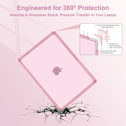 MOSISO Compatible with MacBook Air 13 inch Case M5 2026 M4 M3 M2 2025-2022 | A3449 A3240 A3113 A2681, 3 in 1 Kit Crack-Resistant Heavy Duty Protective Hard Shell Case Cover with TPU Bumper, Chalk Pink - color: Chalk Pink