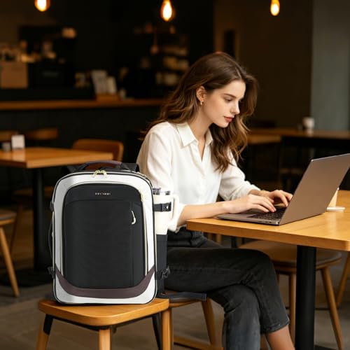 KROSER Laptop Backpack Computer Backpack 17 Inch Men-Beige/Black/Coffee | 40L Large Laptop Water-Repellent Travel Backpack Casual Daypack for Business/College/Women - color: Beige/Black/Coffee