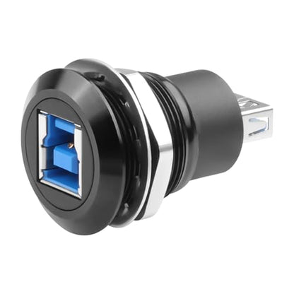 QIANRENON 5Gbps USB3.0 B to A Threaded Fixed Printer Adapter USB3.0 Type B Female to USB Female Embedded Panel Mount Data Connector SuperSpeed USB B to A, for External Hard Drive, Scanner
