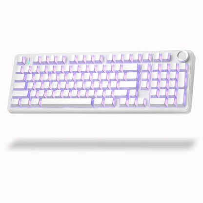 Aula F99 Pro Wireless Silent Mechanical Keyboard with Knob,Tri-Mode 2.4GHz/BT5.0/USB-C Hot Swappable,Pre-lubed Linear Switches RGB Backlit,Gasket Mounted,White PC Gaming Keyboard for Win/Mac - color: White