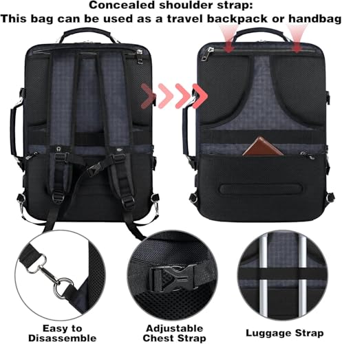 VECKUSON 50L Carry-On Backpack - TSA Approved, Expandable to 40L/50L, Fits 17.3" Laptop, RFID Anti-Theft, 3 Packing Cubes Included, Heavy-Duty Weekender for Men/Women (Black) - color: Blue Rfid 20 Inch Backpack