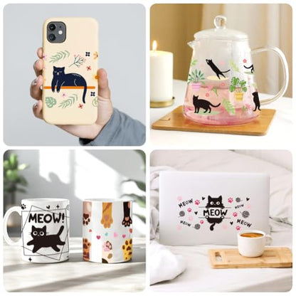 UV DTF Cup Wraps Transfer Stickers Cute Cats Pattern, 10 Sheets Waterproof Custom Vinyl Transfer Sticker 16oz Coffee Glass Cup Tumbler Bottle Mug Decals for Men Women | Waterproof UV DTF Stickers, Custom Vinyl Decals for 16oz Coffee Cups Tumblers Bottles