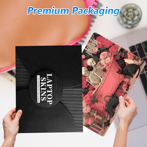 Universal Laptop Skin Sticker Decal with 2 Wrist Pad Skins, Waterproof Scratch Vinyl Cover for 11–15.6 Inch MacBook, HP, Dell, Lenovo, Cutable & Reusable,Pink Skeleton Bathtub - color: Pink Skeleton Bathtub