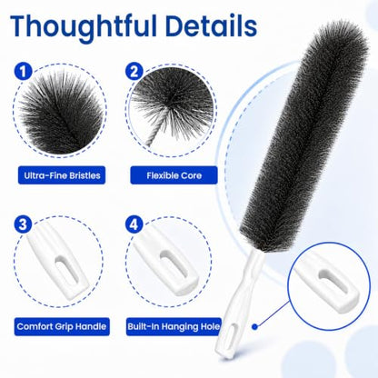 Fan Cleaning Brush, Bendable Dust Remover for AC Vent Grilles, Window Tracks, Keyboards and Narrow Spaces (3)