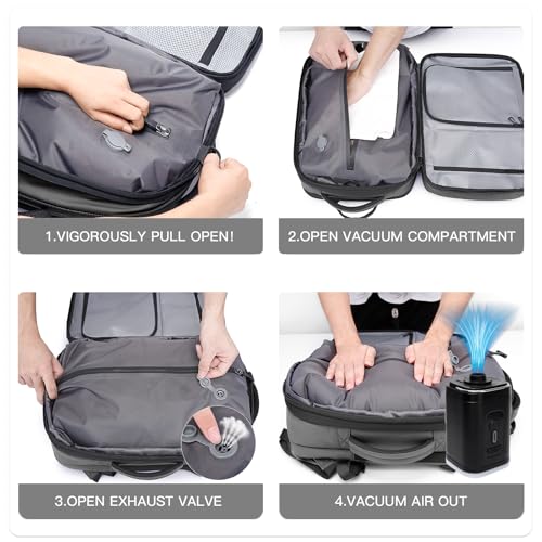 BANGE Backpack with Anti-Theft Vacuum Compression Travel Backpack,Expandable Backpacks with Pump for Airplanes - color: Grey