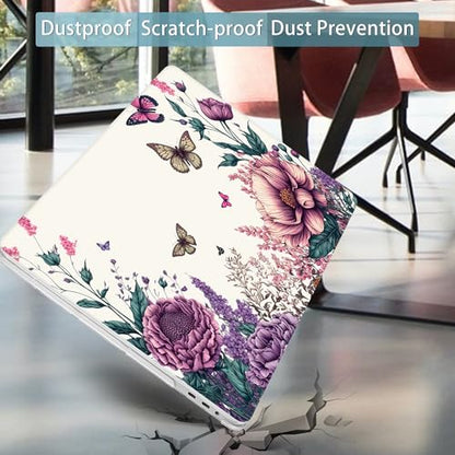 Mektron Designed Case for MacBook Pro 16 Inch A2141 Cover 2019 Release 16" with Liquid Retina Display/Touch ID, Plastic Hard Shell with Keyboard Skin & Screen Protector, Butterfly Flower C077 - color: Butterfly Flower C077