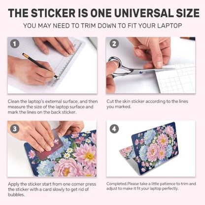 3pcs Laptop Decal Sticker Skin Cover 11.6" 12" 13" 13.3" 14" 15" 15.4" 15.6" inch Computer Vinyl Skin Stickers Waterproof Art Protector(Oil Painting of Flowers) - style: pink bustling