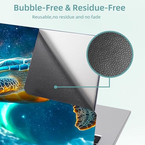 Universal Laptop Skin Decal, 3-Piece Vinyl Protector for 12 13 14 15.6" Notebook, Waterproof Anti-Scratch, Easy Trim & Bubble-Free Finish, Sea Turtle Soaring in Cosmic Sky - color: Sea Turtle Soaring in Cosmic Sky