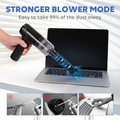 TOBTOS Powerful Keyboard Cleaner, Compressed Air Duster, Blower and Vacuum 3-in-1, USB Rechargeable Electric Air Duster for Car, Computer, Home and Office Dust Cleaning