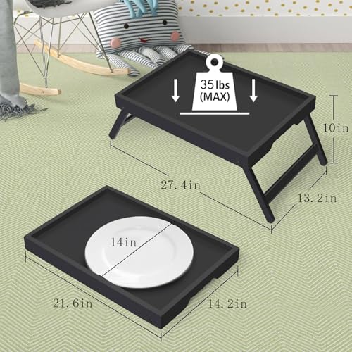 Artmeer FSC 100% Bamboo Bed Tray with Folding Legs, X-Large, Black | X-large FSC 100% bamboo bed tray with folding legs, handles and extra legroom for meals, laptops and reading. - color: Black, size: X-Large