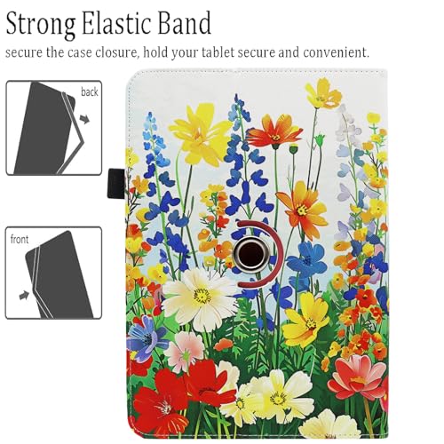 Universal 10 10.1 Inch Android Tablet Case, Dluggs 360 Degree Rotating Multi-Angle Viewing Stand Universal Case Cover for 10 10.1 and All 9.5-10.5 Inch Tablet, Small Flowers - color: Small Flowers
