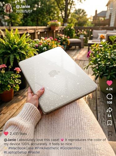 EooCoo for MacBook Neo Case 13 inch 2026, 100% Match Color, Sparkly Clear | Lightweight, Protective Hard Shell Case & Keyboard Cover & Screen Film, Model A3404 with A18 Pro Chip - color: Sparkly Clear