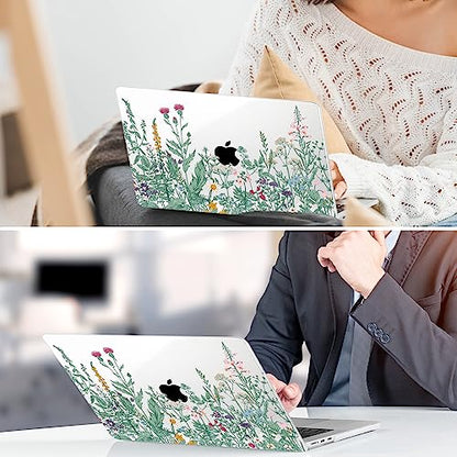 TWOLSKOO for MacBook Air 13 inch Case M5 2026 M4 2025 M3 M2 2024-2022 A3449 A3240 A3113 A2681, Plastic Hard Shell & Keyboard Cover & Screen Film for MacBook Air 13.6 inch Case, Botanical Illustration - color: Botanical Illustration