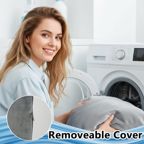 RSN Reading Pillow Set for Bed Sitting, 3 Piece Gaming Pillow-Ergonomic Back/Neck Support with Arms & Pockets, Bed Desk for Adults Laptop and Writing (Gray, OneSize)