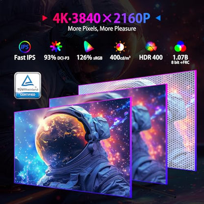 SANSUI 27" 4K Gaming Monitor, UHD 160Hz or FHD 320Hz Dual Mode PC Monitor- Fast IPS 1ms(OD) 丨2×HDMI2.1丨2×DP 1.4丨Built-in Speakers丨Eye Care丨AI Crosshair丨PIP/PBP丨HDR400丨Rotating/Height Adjustable - size: 26.99