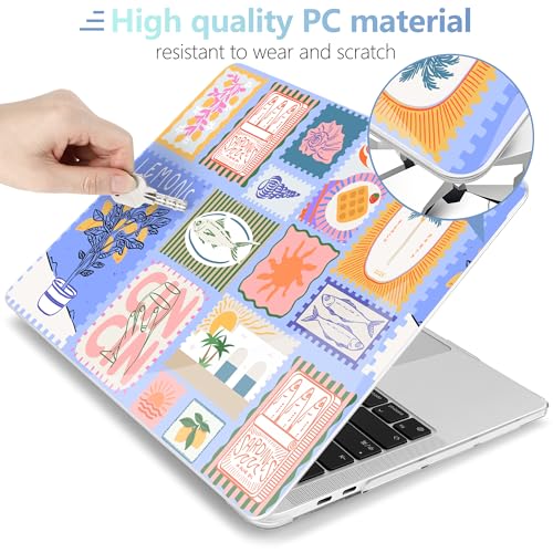 MEEgoodo for M2 MacBook Pro 13 inch Case 2022 2021 2020,Crystal Cover Fit Model A2338 M2/M1 A2251 A2289,Clear Case for 13.3-inch Laptop,Hard Shell for MacBook Pro M2, Summer Stamps - color: Summer Stamps