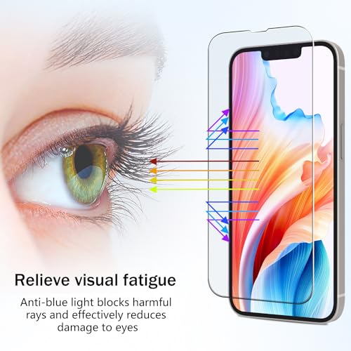 2 Pack Anti Blue Light Screen Protector Designed for iPhone 14, iPhone 13 and iPhone 13 Pro Eye Protection Tempered Glass Film, Easy to Install, Bubble Free - size: iPhone 14/13/13 Pro 6.1-inch