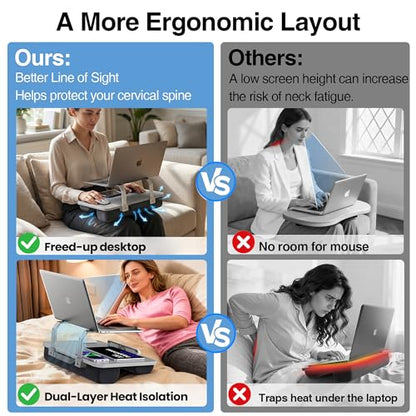 V-Hold Laptop Lap Desk with Foldable Stand, Lightweight Laptop Stand for Bed, Fits up to 15.6" Laptops & MacBook, Lightweight Lap Tray Table with Pillow Cushion for Bed & Couch