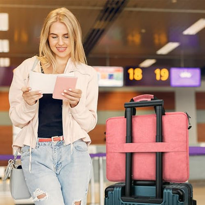 14-15 Inch Laptop Sleeve Bag Carrying Case Protective Computer Cover with Handle Shoulder Strap Compatible with 15 inch MacBook Air M5 M4 M3 M2 Acer ASUS HP Surface Dell Chromebook, Pink - color: Pink, size: 14"-15"